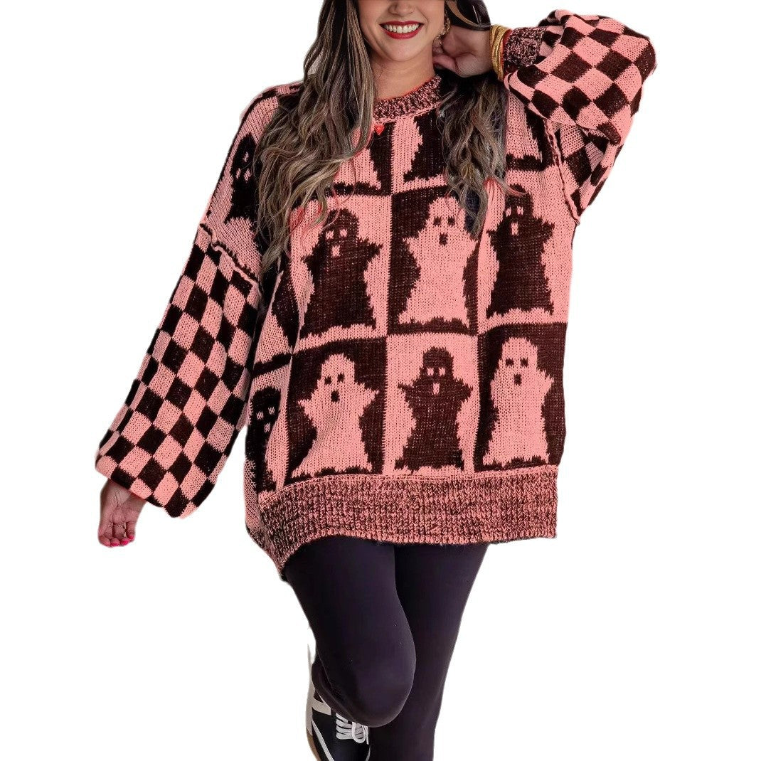 Dames Grand, confortable pull en tricot avec design de fantômes Chic und Stil