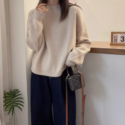 Pull-over tricot confortable pour dames avec des accents scintillants Chic und Stil