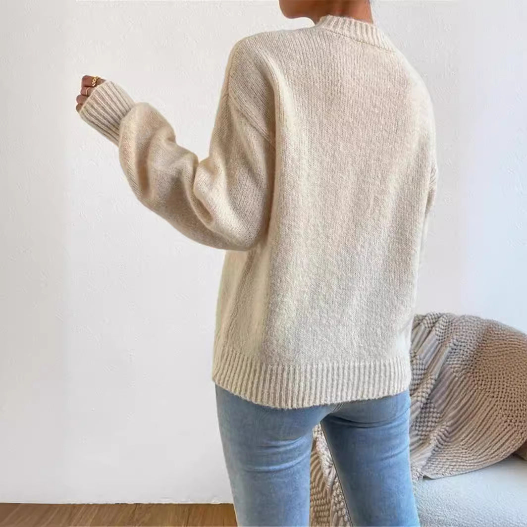 Pull en tricot ample pour femmes avec col montant et design texturé Chic und Stil