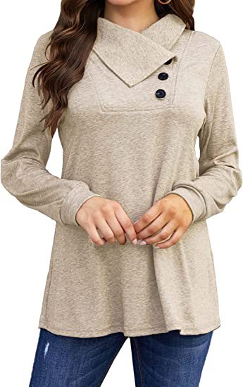 Dames Élégante Cardigan avec col asymétrique et détails de bouton Chic und Stil