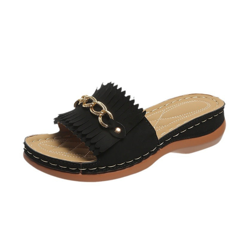Dames Franges Slides Chic und Stil