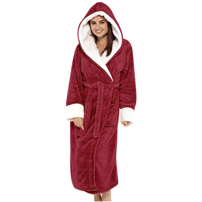 Ladies Cozy Fleece Robe with Hood and Belt Chic and Style