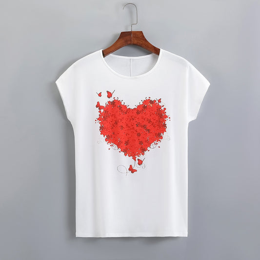T-shirt pour femmes avec motif cœur floral Chic und Stil