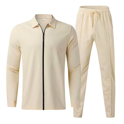 Men's long sleeve sports set with zipper and elastic pants Chic and Style