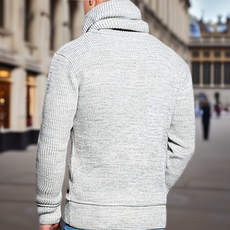 Pull en tricot pour hommes avec col haut et poches latérales Chic und Stil