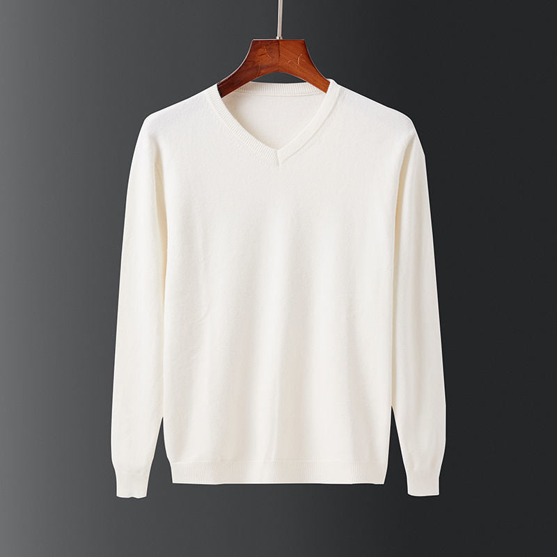 Pull homme élégant en laine fine à col en V Chic und Stil