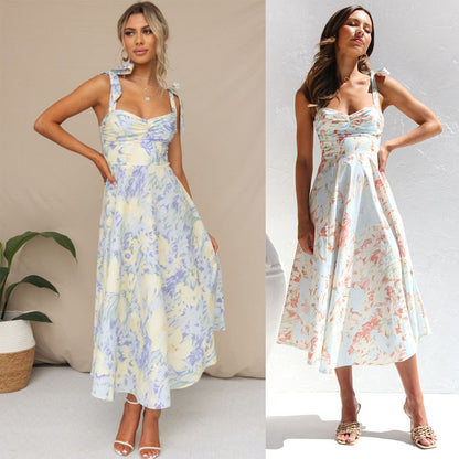 Robe midi à liens floraux Chic und Stil pour femmes
