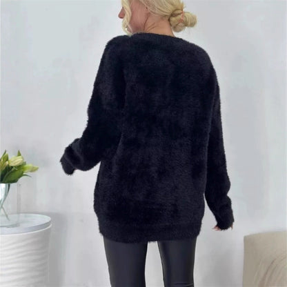 Dames Cardigan en peluche avec grandes poches et coupe décontractée Chic und Stil