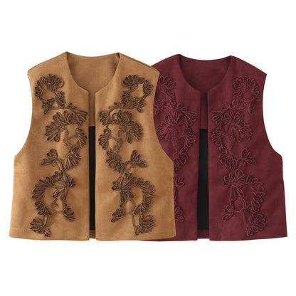 Dames gilet avec design floral en broderie Chic und Stil