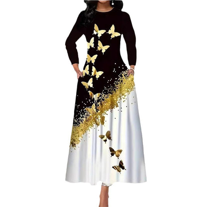 Femme Robe élégante à manches longues avec design papillon Chic und Stil