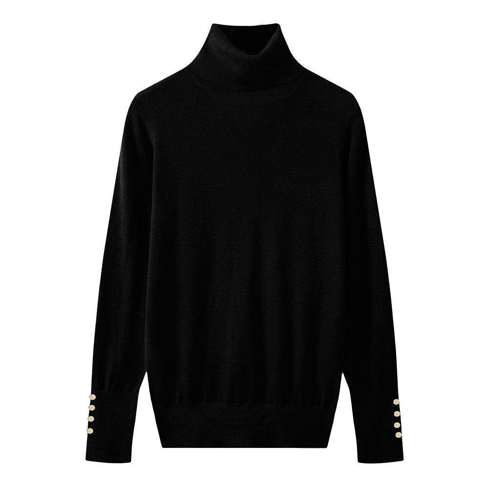 Pull à col roulé pour dames avec des détails de boutons élégants Chic und Stil