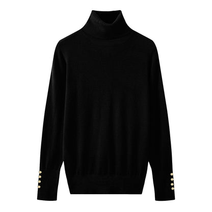 Pull à col roulé pour dames avec des détails de boutons élégants Chic und Stil