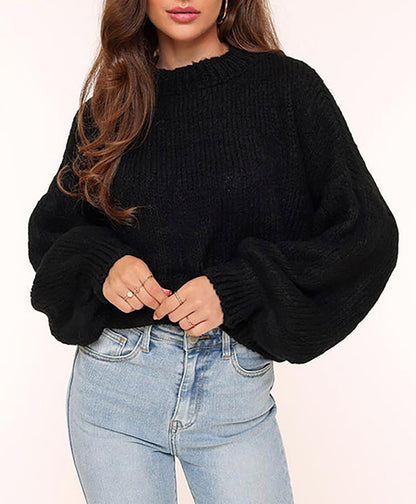 Pull décontracté en tricot pour femmes avec des manches volumineuses et un design moderne Chic und Stil