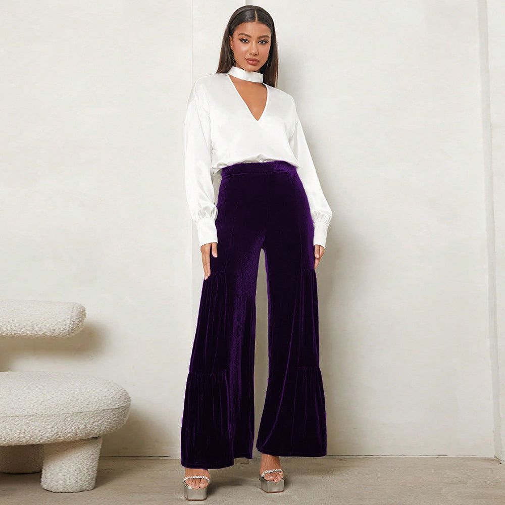 Loose plush pants for women with pleats and high waist Chic and Style