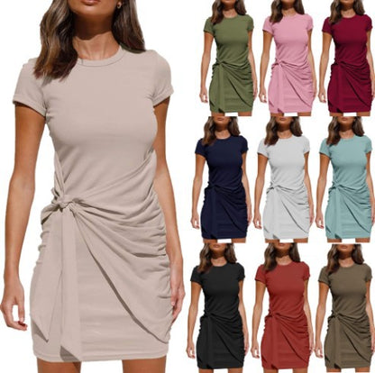 Robe T-Shirt drapée de loisirs pour femmes Chic und Stil
