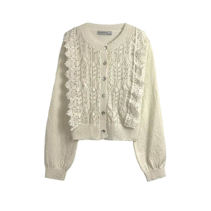 Knitted jacket for women with filigree crochet pattern Chic and Style