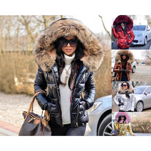 Dame veste matelassée avec col en fourrure luxueux et poches pratiques Chic und Stil