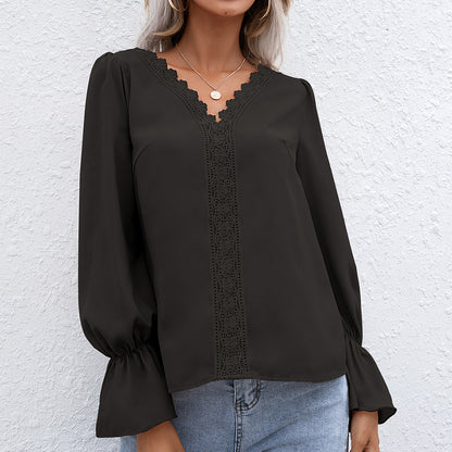 Chemisier élégant pour femmes avec détails en dentelle et manches volantées Chic und Stil