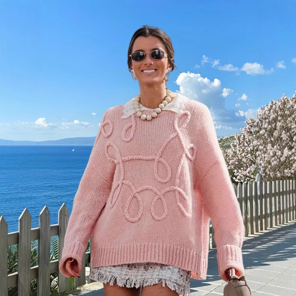 Pull en tricot à motif cable et coupe décontractée pour femmes Chic und Stil