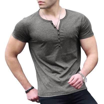 Chemise Henley à manches courtes pour hommes avec patte de boutonnage et coupe ajustée Chic und Stil
