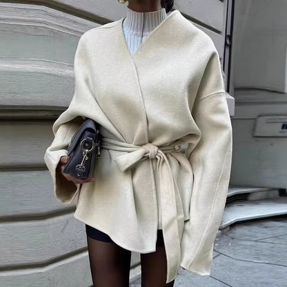 Dames élégante veste à nouer avec ceinture Chic und Stil