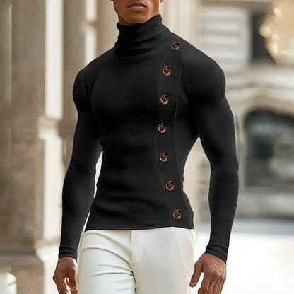 Pull à col roulé à manches longues pour femmes avec détails en boutons Chic und Stil