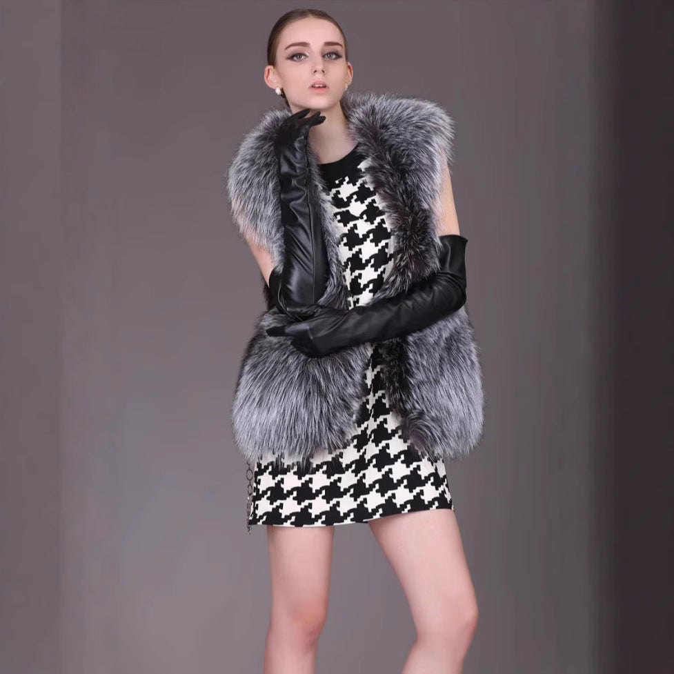 Dames Gilet en fausse fourrure luxueux avec large col Chic und Stil