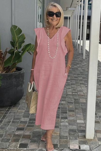 Robe maxi pour femme avec décolleté en V et manches raglan Chic und Stil