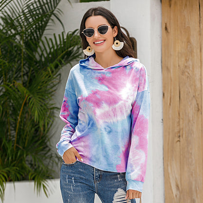 Pull à capuche décontracté pour femmes avec un design moderne Tie-Dye Chic und Stil