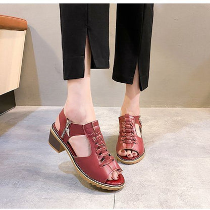 Sandales à lacets tendance pour femmes avec bout ouvert et talon bloc confortable Chic und Stil