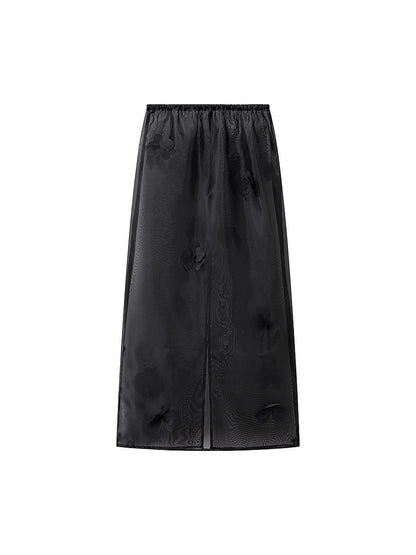 Chemisier transparent long pour dames avec design floral et fente latérale Chic und Stil