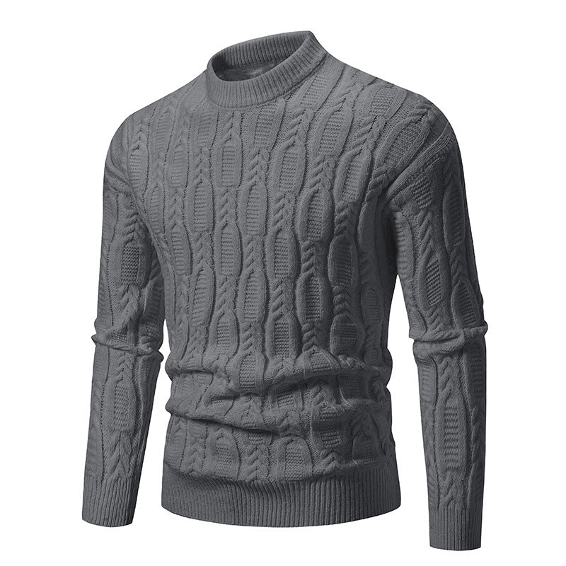 Chunky knit pullover for men with a modern cable pattern and a round neck Chic and Style