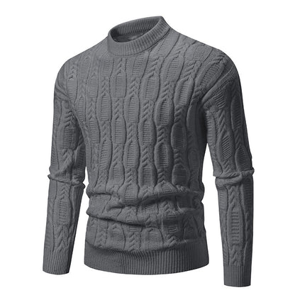 Chunky knit pullover for men with a modern cable pattern and a round neck Chic and Style