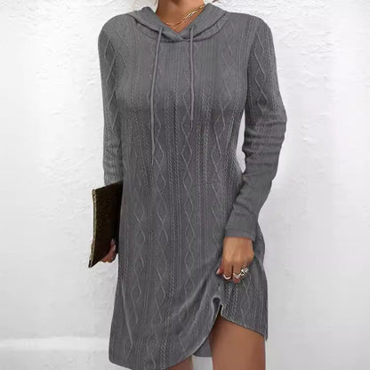Robe à capuche pour femmes avec motif en tricot texturé Chic und Stil
