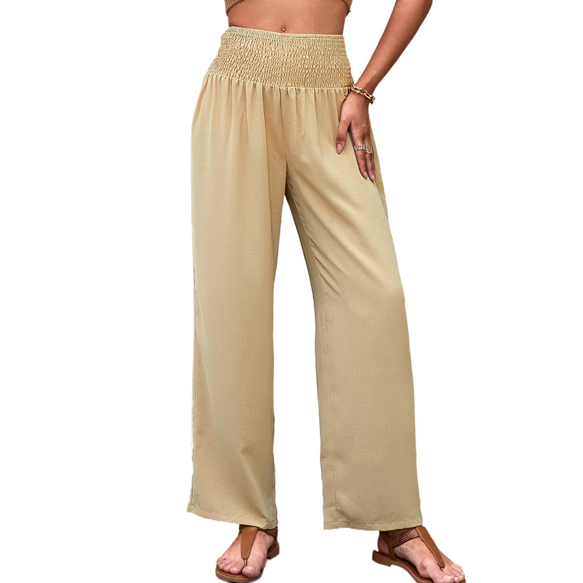 Wide palazzo pants for women with elastic waistband and relaxed fit Chic and Style
