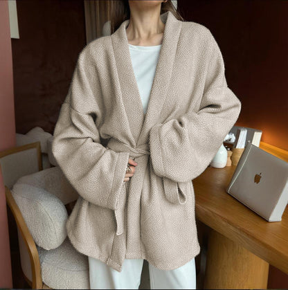 Dames Cardigan douillet avec manches larges et ceinture à nouer Chic und Stil