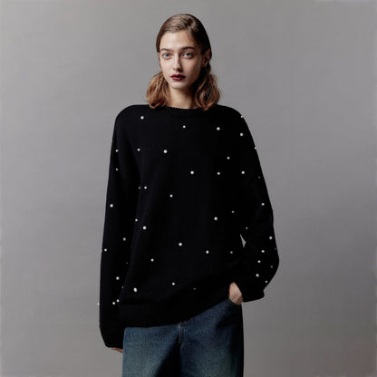 Pull en grosse maille pour femmes avec encolure perlée Chic und Stil