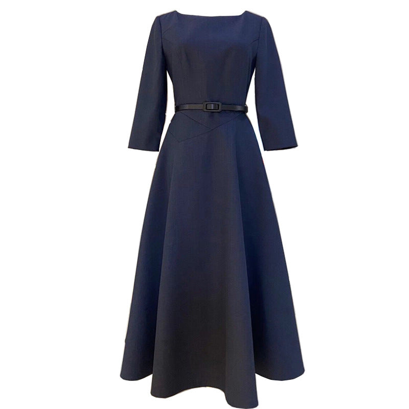 Robe midi A-line pour femmes avec ceinture élégante Chic und Stil