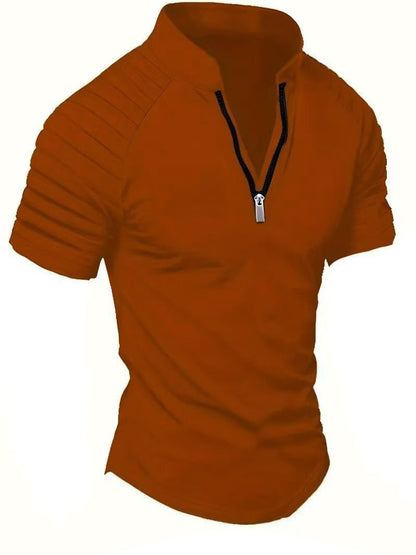T-shirt de sport à manches courtes pour hommes avec fermeture éclair structurée Chic und Stil