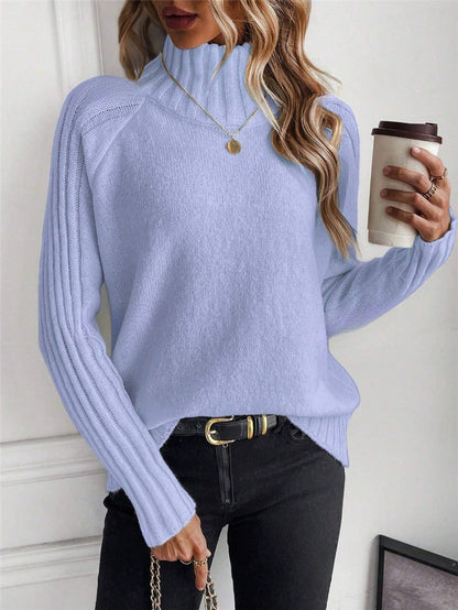 Pull femme avec col montant moderne et design en ribbes structuré Chic und Stil