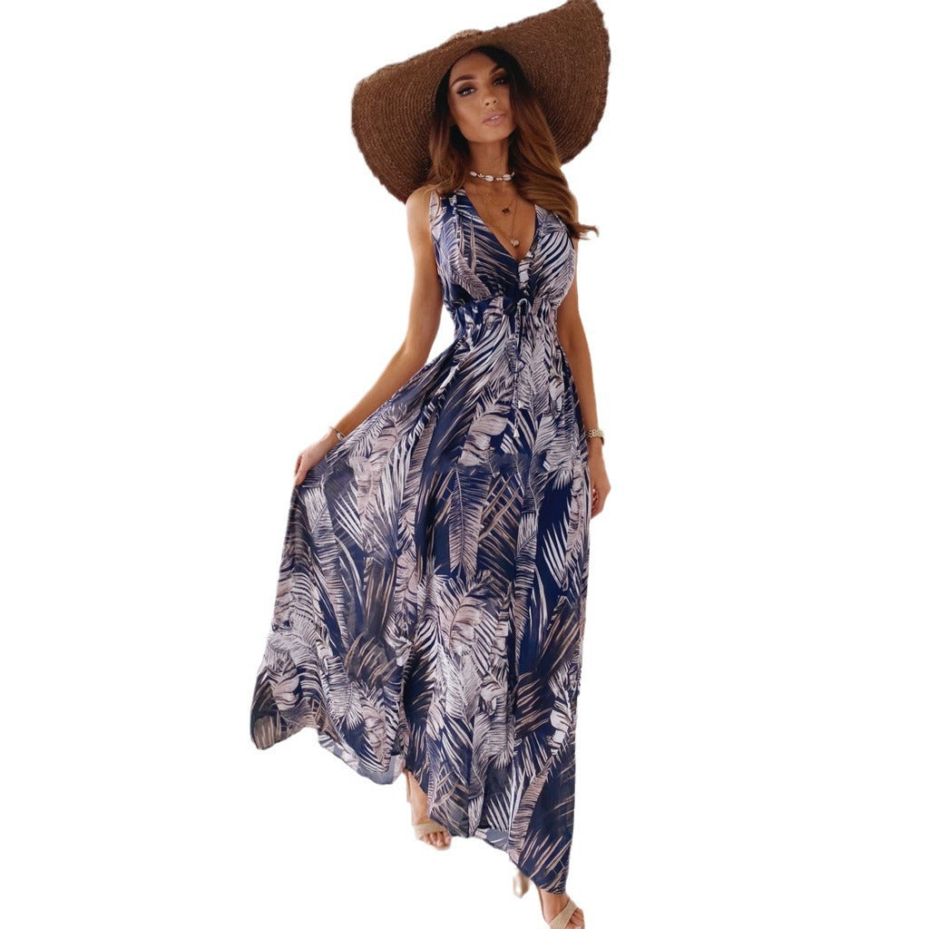 Femme Robe maxi imprimé tropical fluide Chic und Stil