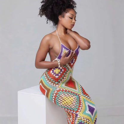 Robe maxi en tricot pour femmes au design en crochet unique Chic und Stil