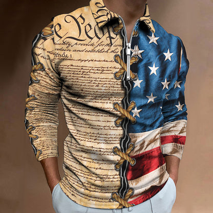 Chemise pour hommes avec col montant et design rétro Chic und Stil