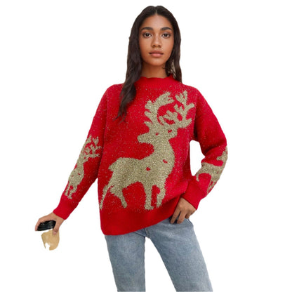 Pull de Noël pour femmes avec design pailleté et motif de renne Chic und Stil
