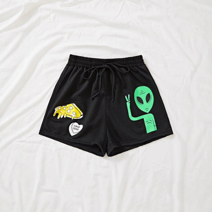 Femme Shorts colorés avec des imprimés amusants et taille élastique Chic und Stil