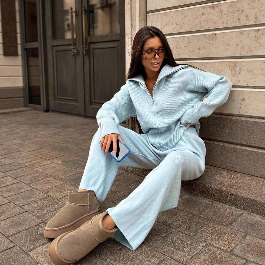 Pull à fermeture éclair pour femmes au design côtelé avec coupe décontractée Chic und Stil