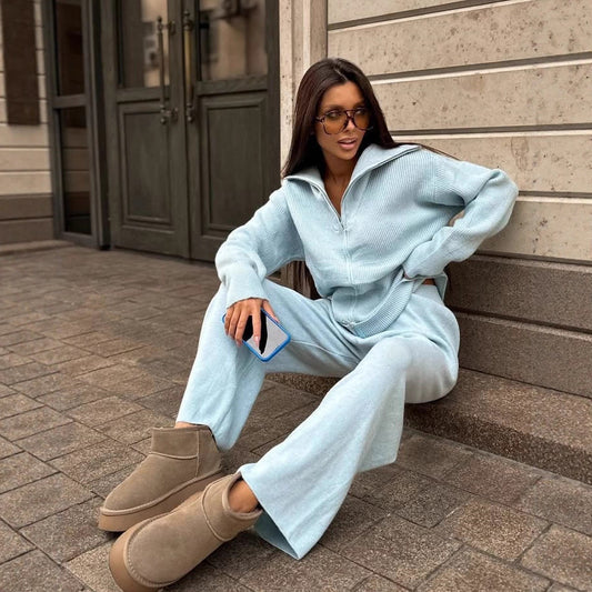 Pull à fermeture éclair pour femmes au design côtelé avec coupe décontractée Chic und Stil