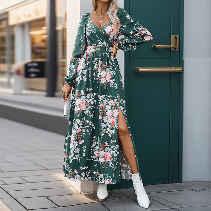 Robe maxi femme avec design floral et fente latérale Chic und Stil
