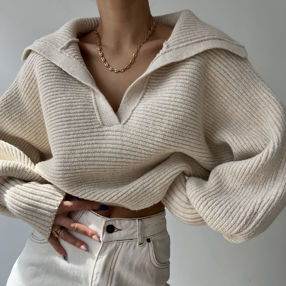 Pull oversized décontracté pour femmes avec des manches structurées Chic und Stil