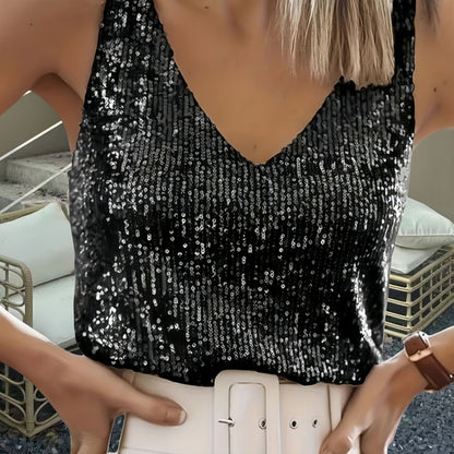 Dames Débardeur Paillettes en V Chic und Stil